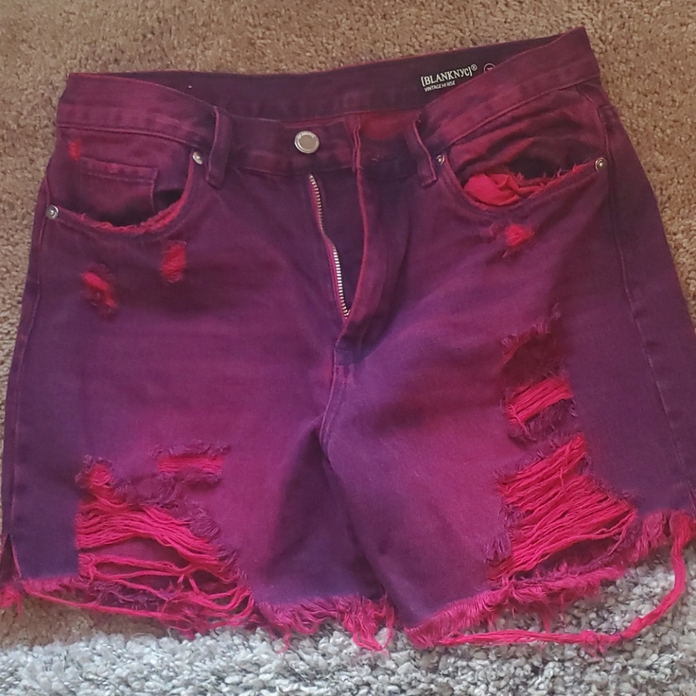 COPY - Blank NYC distressed jean shorts in pink an
